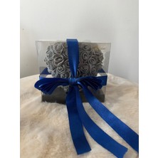 AGAPI Deluxe Yapay Güllü Kutuda Gri Kalp -Hediye Kutusu