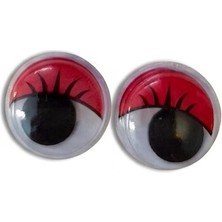 Nar Atölye 50 Adet - 1.5 cm Kırmızı Kirpikli Oynar Göz -Amigurumi ve El Sanatları Için