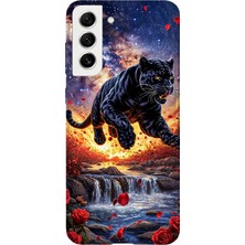 Karsu Design Samsung Galaxy S21 Uyumlu Baskılı Şeffaf Telefon Kılıfı | Koleksiyon: Minimal Black Panther