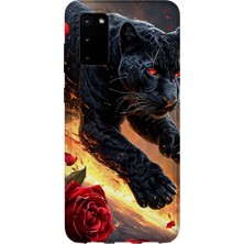 Karsu Design Samsung Galaxy S20 Uyumlu Baskılı Şeffaf Telefon Kılıfı | Koleksiyon: Minimal Black Panther