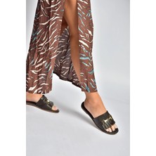 Fox Shoes Y291873003 Kahverengi Hakiki Deri Kadın Terlik