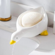 Kiesa Sevimli Ördek Desenli Sabunluk Kendinden Boşaltmalı Su Tutmaz Katı Sabunluk Lavabo Üstü Sabunluk