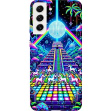 Karsu Design Samsung Galaxy S21 Plus Uyumlu Baskılı Şeffaf Telefon Kılıfı | Koleksiyon: Vaporwave Retro