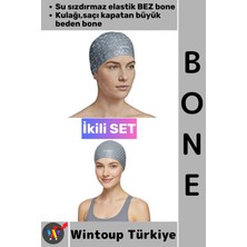Wintoup #bone Esnek Havuz Deniz Su Geçirmez Elastik Bez Kulağa Su Geçirmez Büyük Beden Saç Bonesi Ikili Set