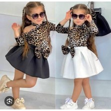 Sy Store Kız Çocuk Leopar Desenli ve Fiyonk Detaylı Takım