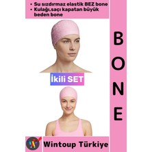 Wintoup #bone Esnek Havuz Deniz Su Geçirmez Elastik Bez Kulağa Su Geçirmez Büyük Beden Saç Bonesi Ikili Set