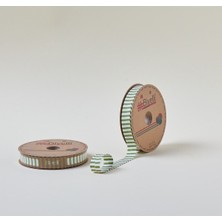 Hobibahçem Biye Kalın Çizgili Katlı F12 Yeşil 2 cm 25 Metre %65 Koton %35 Polyester