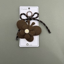 Mare Accessories Kahverengi Çiçek Detaylı Şeffaf Kartlıklı Anahtarlık