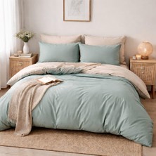 Fiora Home Lastikli Çarşaflı Çift Kişilik Nevresim Takımı Mint - Bej