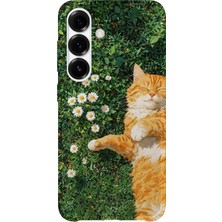 Karsu Design Samsung Galaxy A72 Uyumlu Baskılı Şeffaf Telefon Kılıfı | Koleksiyon: Minimal Cat Line Art