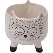 Yerli Tilkili Seramik Figürlü Saksı 14*13,5 cm