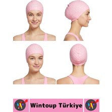 Wintoup #bone Esnek Silikon Havuz Deniz Su Geçirmez Büyük Beden Saç Bonesi Kulak Burun Tıkacı Şık Özel Set