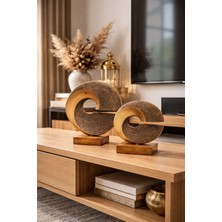 Ladora Home Modern Dekoratif Ahşap Spiral Obje Seti (2’li)