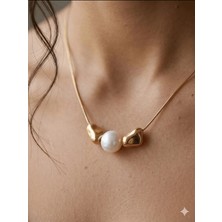 Stainless Steel 316L Altın Kaplama Çelik Incili Kararmaz Kolye