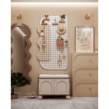 Bimonte Luna Oturmalı Ayakkabılık - 2 Bölmeli, Puf Minderli, Doğal Ahşap Ayaklı, Mdf Gövde, Kurulu Gönderim - İnci Amber