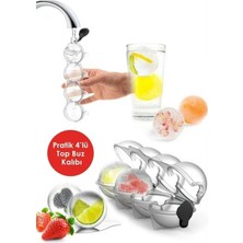 Kiesa Pratik 4'lü Top Buz Kalıbı | Sihirli 4'lü Küre Buz Kalıbı Sihirli Buz Kalıbı