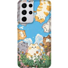 Karsu Design Samsung Galaxy S21 Ultra Uyumlu Baskılı Şeffaf Telefon Kılıfı | Koleksiyon: Anime Animal Characters