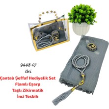 Sedef Çantalı Şeffaf Hediyelik Set Eşarp Tesbih Zikirmatik