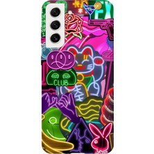 Karsu Design Samsung Galaxy S22 Plus Uyumlu Baskılı Şeffaf Telefon Kılıfı | Koleksiyon: Neon Light Designs