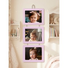 Studyo Plus “3’lü Ipli Ahşap 15X21 cm Yatay Fotoğraf Çerçevesi – Duvar Dekoru – Çocuk & Bebek Odası Dekoratif