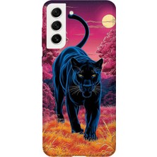 Karsu Design Samsung Galaxy S22 Uyumlu Baskılı Şeffaf Telefon Kılıfı | Koleksiyon: Minimal Black Panther