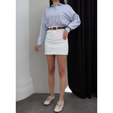 Esra Helvacı Cepli Denim Mini Etek
