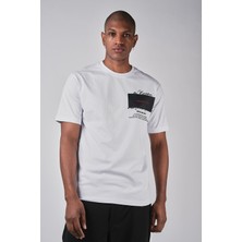 Ex-pent Erkek Pamuklu Suprem Kumaşlı Slim Kalıp Baskılı Beyaz T-Shirt