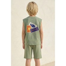 Queen Kids Erkek Çocuk Baskılı  Atlet ve Şort Takım Haki