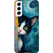 Karsu Design Samsung Galaxy S22 Plus Uyumlu Baskılı Şeffaf Telefon Kılıfı | Koleksiyon: Minimal Cat Line Art