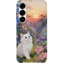 Karsu Design Samsung Galaxy A56 Uyumlu Baskılı Şeffaf Telefon Kılıfı | Koleksiyon: Minimal Cat Line Art
