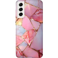 Karsu Design Samsung Galaxy S22 Plus Uyumlu Baskılı Şeffaf Telefon Kılıfı | Koleksiyon: Marble And Gold Luxury