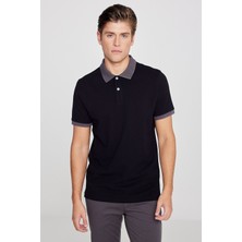 Altınyıldız Classics Erkek Siyah-Antrasit %100 Pamuk Slim Fit Dar Kesim Polo Yaka Tişört
