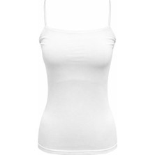 Mixray 2083 Kadın Ince Ip Askılı Basic Atlet Bluz Beyaz