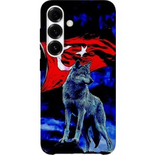 Karsu Design Samsung Galaxy A37 Uyumlu Baskılı Şeffaf Telefon Kılıfı | Koleksiyon: Grey Wolf Turkish Symbol