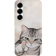 Karsu Design Samsung Galaxy A57 Uyumlu Baskılı Şeffaf Telefon Kılıfı | Koleksiyon: Minimal Cat Line Art