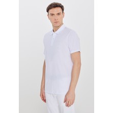 Altınyıldız Classics Erkek Beyaz %100 Pamuk Standart Fit Normal Kesim Polo Yaka Tişört