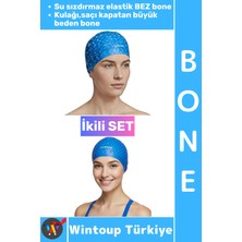 Wintoup #bone Esnek Havuz Deniz Su Geçirmez Elastik Bez Kulağa Su Geçirmez Büyük Beden Saç Bonesi Ikili Set