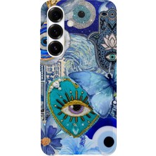 Karsu Design Samsung Galaxy A55 Uyumlu Baskılı Şeffaf Telefon Kılıfı | Koleksiyon: Minimal Evil Eye