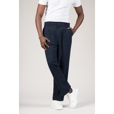 Akçaylar Çift Pileli Arka Beli Lastikli Geniş Paça Baggy Yazlık Kumaş Pantolon