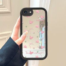 HONTINGA iPhone Se 2020 ile Uyumlu Aynalı Kılıfı Düşüme Önleyici Basitlik Anti Düşme Kamera Korumali Kelebek Desen Yumuşak Silikon Telefon Kılıfı Kadın ve Erkek Için Uygundur K2-9111