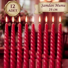 Neler Geldi Neler 12 Adet Kıvrımlı Şamdan Mumu Kırmızı 16 cm | Dekoratif Uzun Mum Seti