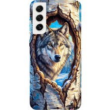 Karsu Design Samsung Galaxy S21 Uyumlu Baskılı Şeffaf Telefon Kılıfı | Koleksiyon: Alpha Wolf