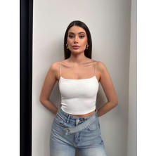 Esra Helvacı Taş Baskılı Ince Askılı Crop