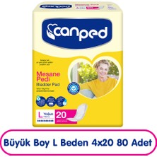 Canped L Beden Yoğun Mesane Pedi 20X4 80 Adet Cilt Dostu Özellik ile Beyaz Renk