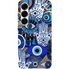 Karsu Design Samsung Galaxy S25 Plus Uyumlu Baskılı Şeffaf Telefon Kılıfı | Koleksiyon: Minimal Evil Eye