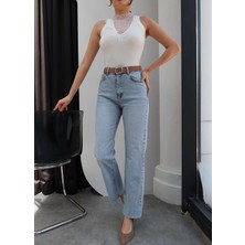 Esra Helvacı Kemerli Paça Kesik Orj Jean