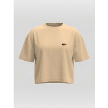 Broco Kadın Oversize Basic Yumuşak Kumaş Basic Crop T-Shirt