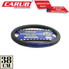 Carub Direksiyon Kılıfı 38 cm Siyah – Mavi Fosfor Detaylı