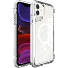 No 7 Tech iPhone 11 Kılıf Zore M-Safe Şarj Özellikli T-Max M-Safe Kapak - Şeffaf