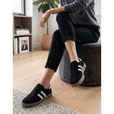 Potin Online Potinonline 810 Kadın Hakiki Deri Süet Yanı Çizgili Sneaker Ayakkabı